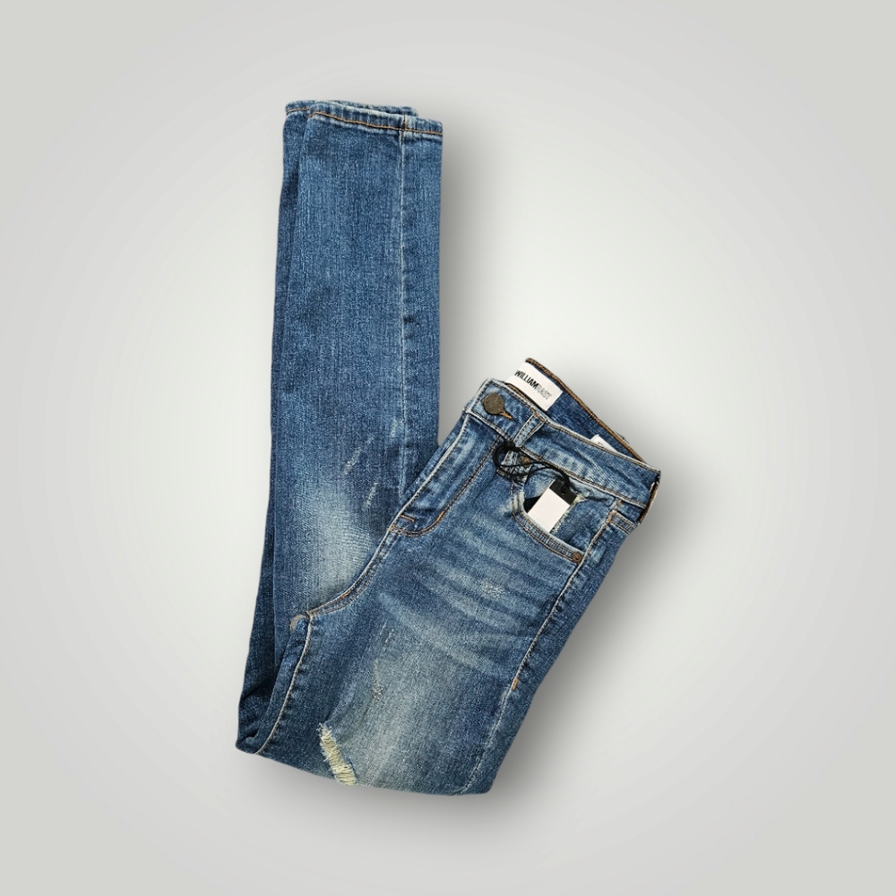 WILLIAM Rast Jeans Womens 25 Blue HighRise Ankle Distressed Denim New